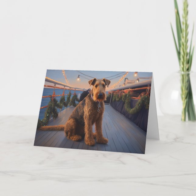Airedale Christmas Cruise: Pawsome Holiday Delight Thank You Card (Front)