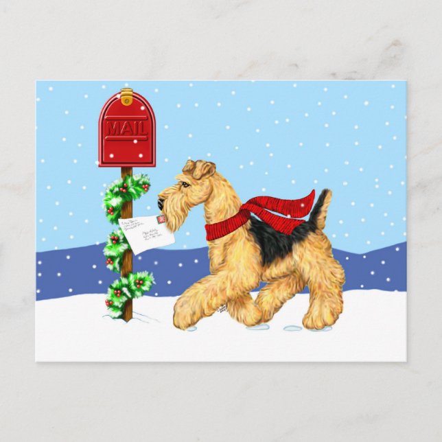 Airedale Christmas Dale Mail Holiday Postcard (Front)