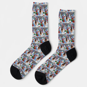 Airedale Christmas Festive Snow Scene Socks
