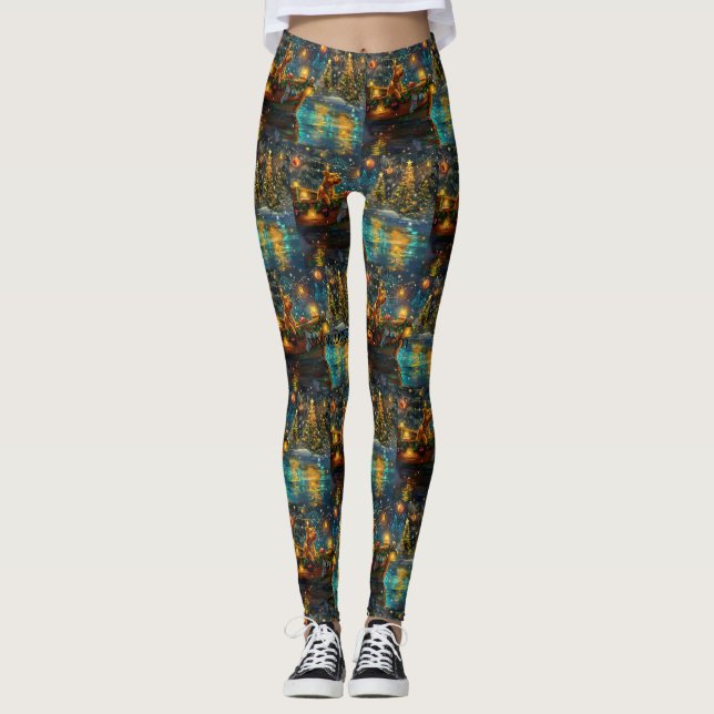 Airedale Christmas Festive Voyage Leggings (Front)