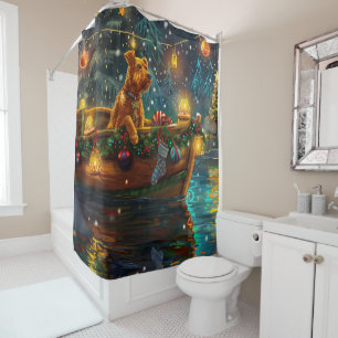 Airedale Christmas Festive Voyage Shower Curtain