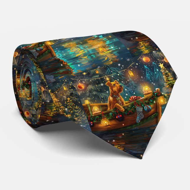Airedale Christmas Festive Voyage Tie (Rolled)