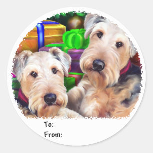 Airedale Christmas Open Now Gift Tags