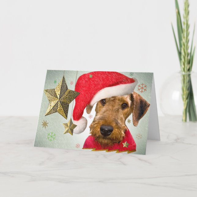 Airedale Christmas Star Greeting Card (Front)