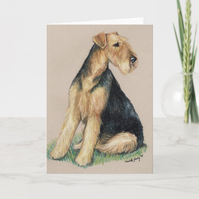 "Airedale" Dog Art Greeting Card (Front)