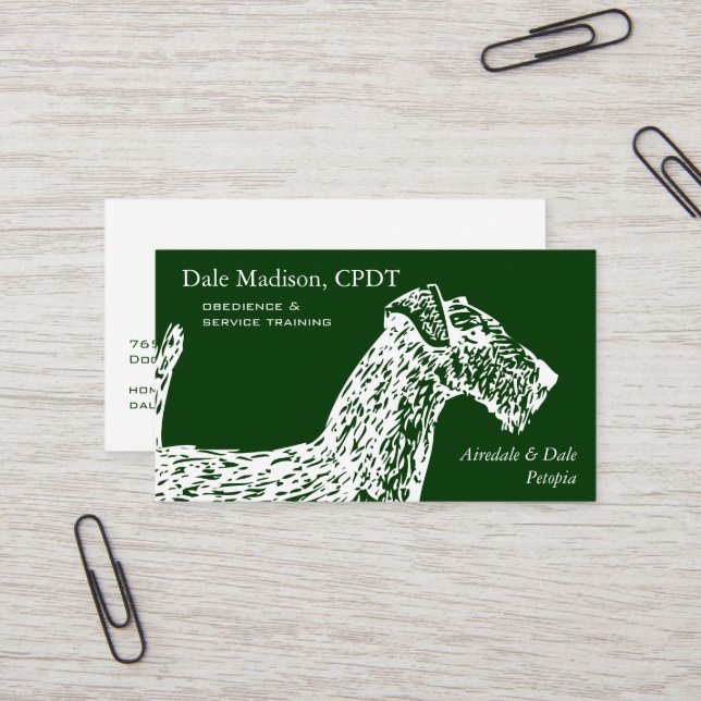 Airedale Dog Business Business Card (Front/Back In Situ)