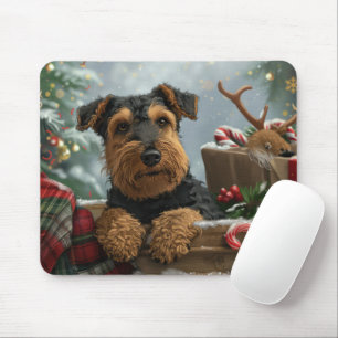 Airedale Dog Christmas Festive Mouse Mat