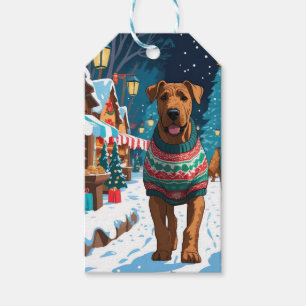 Airedale Dog Christmas Snow Holiday Gift Tags
