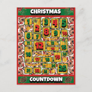 Airedale Dog Countdown Christmas Advent Calendar Holiday Postcard