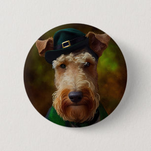 airedale dog in St. Patrick's Day 6 Cm Round Badge