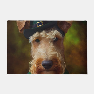 airedale dog in St. Patrick's Day Doormat