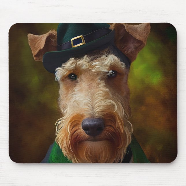 airedale dog in St. Patrick's Day Mouse Mat (Front)
