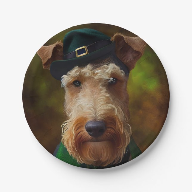 airedale dog in St. Patrick's Day Paper Plate (Front)