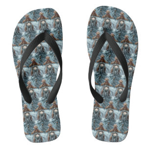 Airedale Dog Riding Motorcycle Christmas Flip Flops