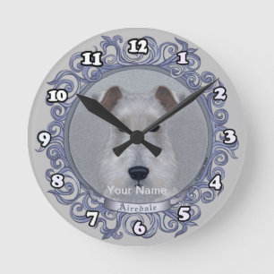 Airedale Dog Round Clock