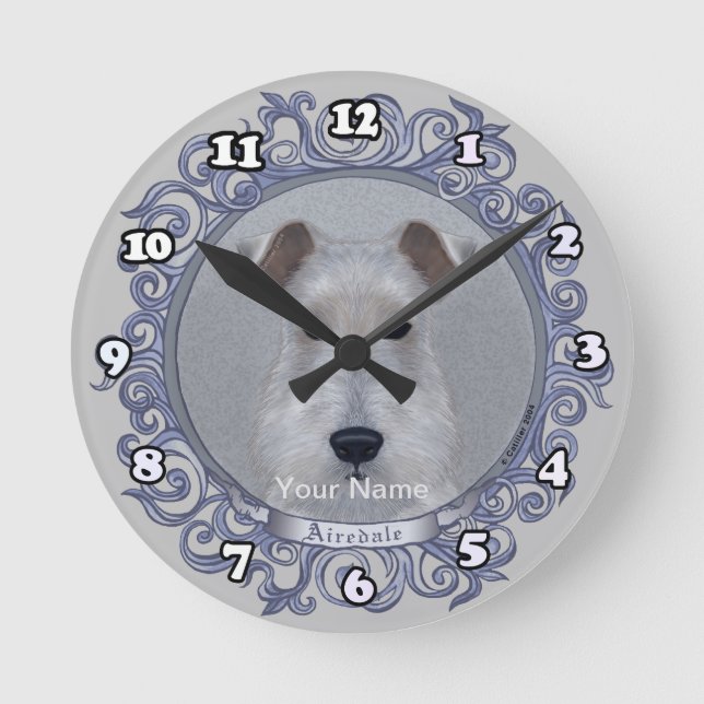 Airedale Dog Round Clock (Front)