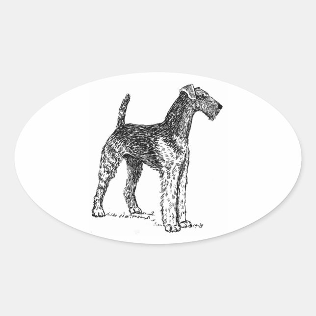Airedale drawing.png oval sticker (Front)