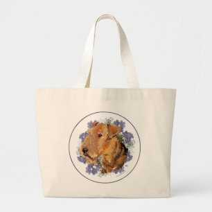 Airedale Forget-Me-Nots Large Tote Bag