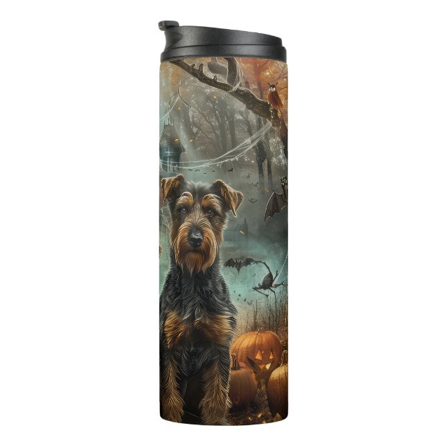 Airedale Halloween Night Doggy Delight Thermal Tumbler (Rotated Right)