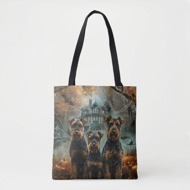 Airedale Halloween Night Doggy Delight Tote Bag (Front)