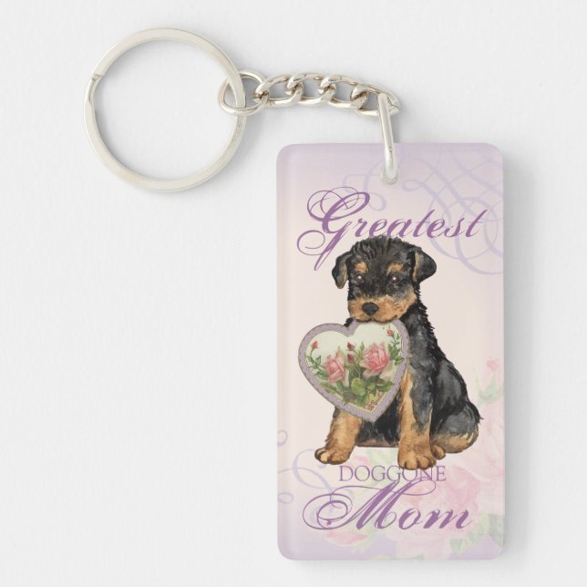 Airedale Heart Mum Key Ring (Front)