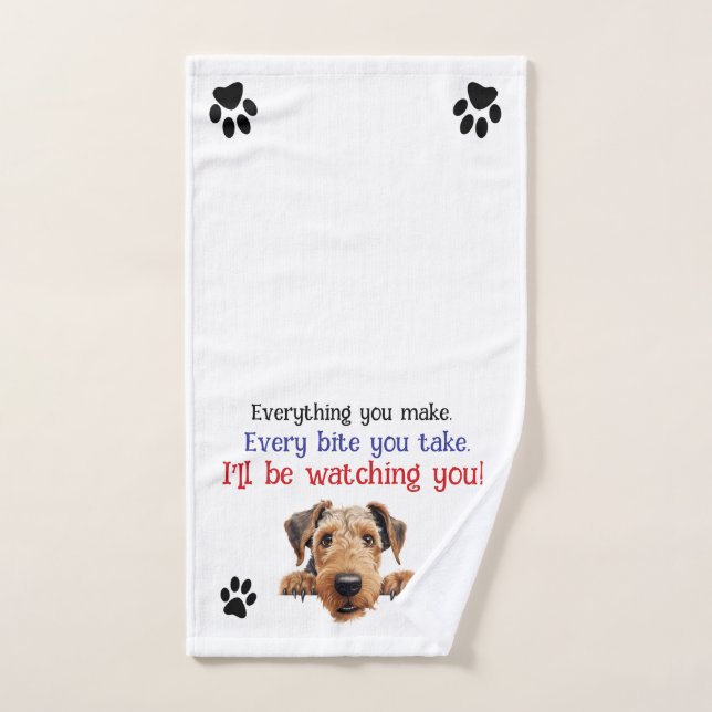 Airedale Kitchen Towel I'll Be Watching You (Hand Towel)