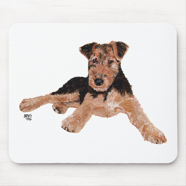 Airedale, Lakeland, Welsh Terrier Pup Mouse Mat (Front)