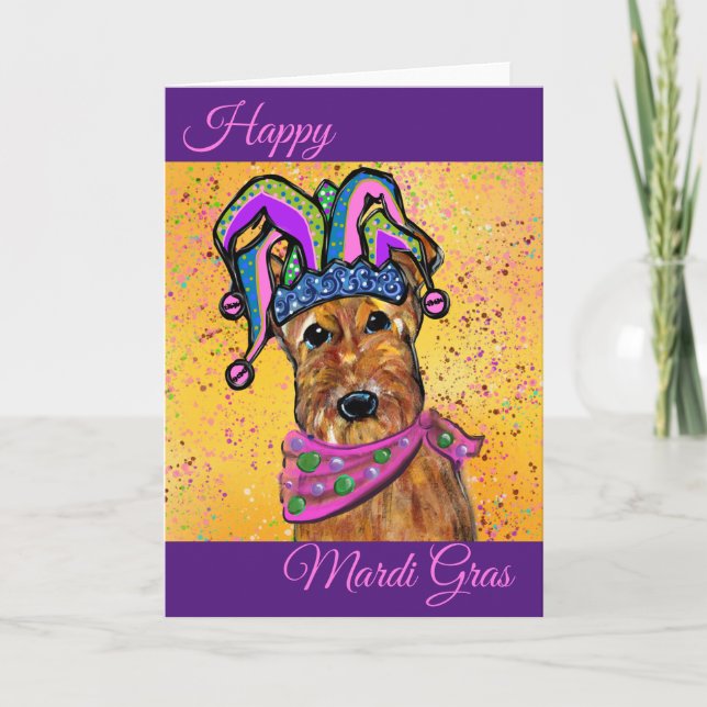AIREDALE MARDI GRAS CARD (Front)