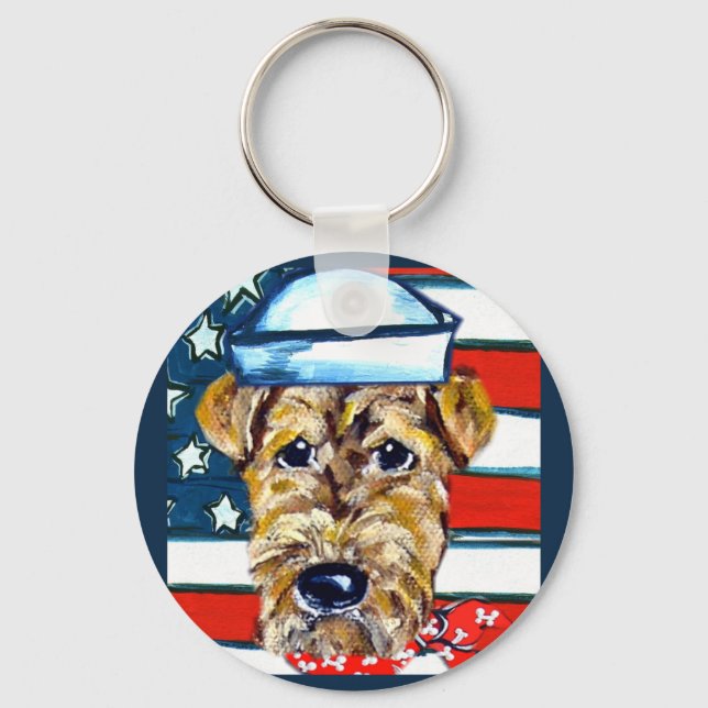 Airedale Navy Key Ring (Front)