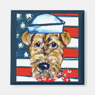Airedale Navy Magnet