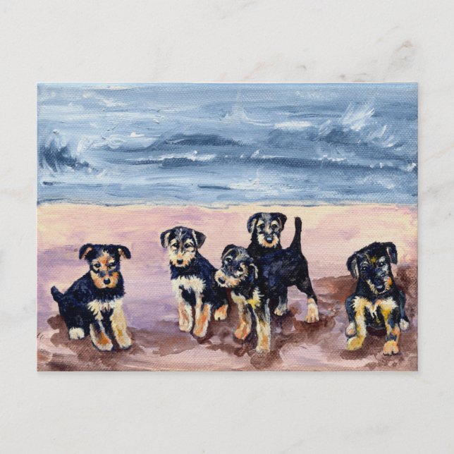 Airedale Puppies Postcard (Front)