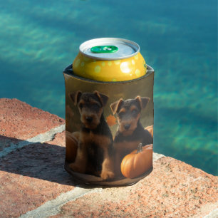 Airedale Puppy Autumn Delight Pumpkin Can Cooler