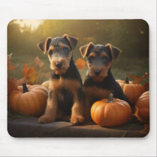 Airedale Puppy Autumn Delight Pumpkin Mouse Mat