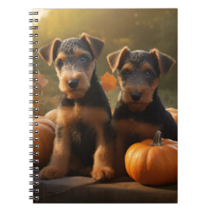 Airedale Puppy Autumn Delight Pumpkin Notebook