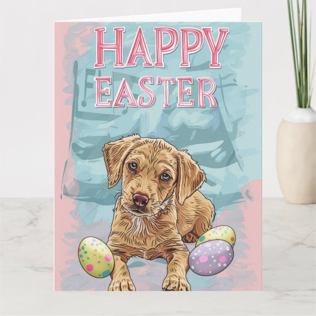 Airedale Puppy Happy Easter Card (Front)
