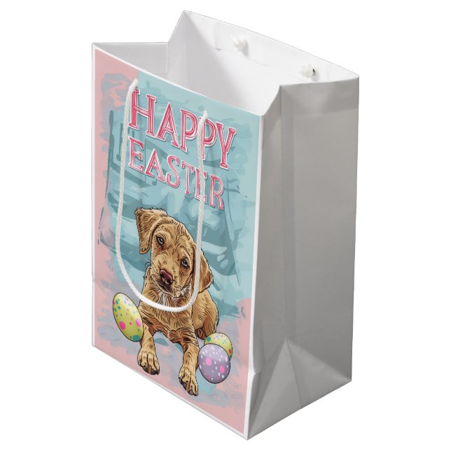 Airedale Puppy Happy Easter Medium Gift Bag (Front Angled)