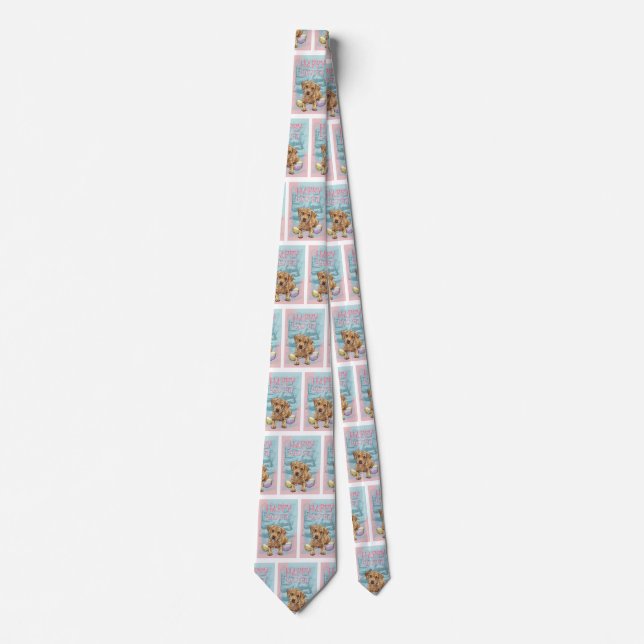Airedale Puppy Happy Easter Tie (Front)