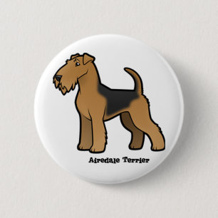 airedale terrier 6 cm round badge