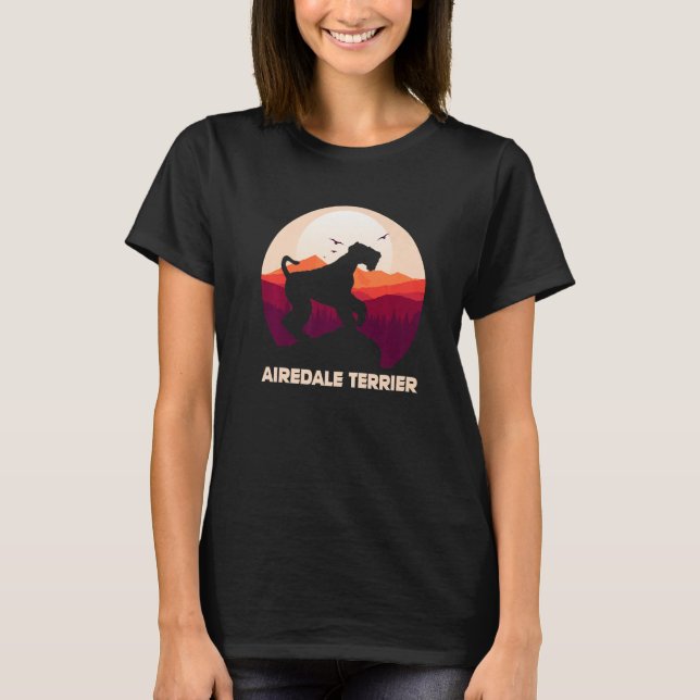 Airedale Terrier and Moon Halloween   T-Shirt (Front)