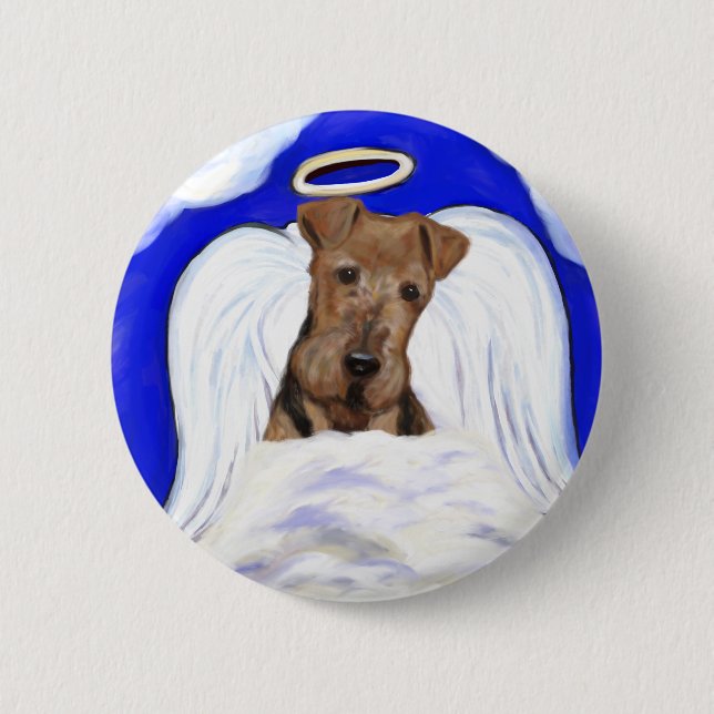 Airedale Terrier Angel 6 Cm Round Badge (Front)