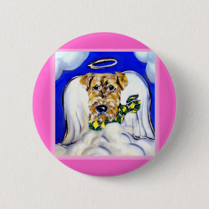 Airedale Terrier Angel 6 Cm Round Badge