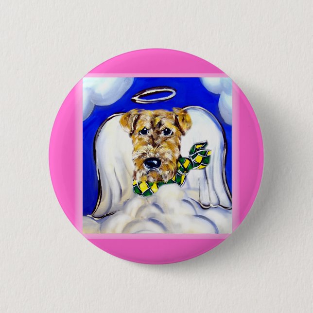 Airedale Terrier Angel 6 Cm Round Badge (Front)