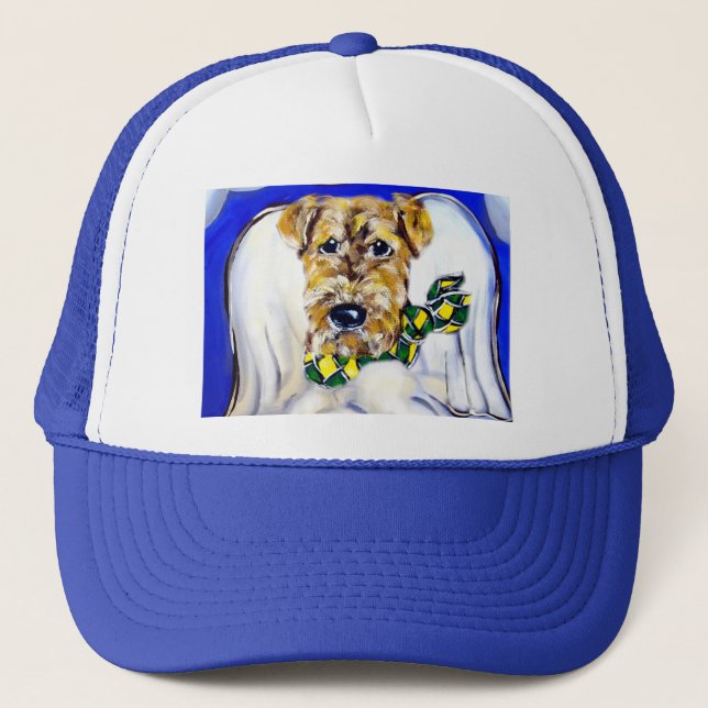 Airedale Terrier Angel Trucker Hat (Front)