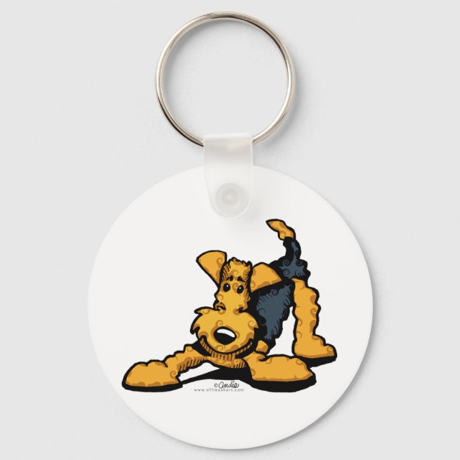 Airedale Terrier at Play Key Ring (Front)