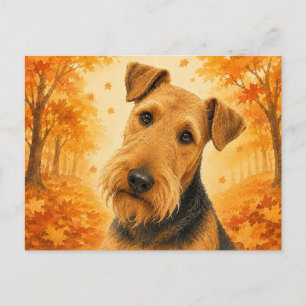 Airedale Terrier Autumn Forest Dog Postcard