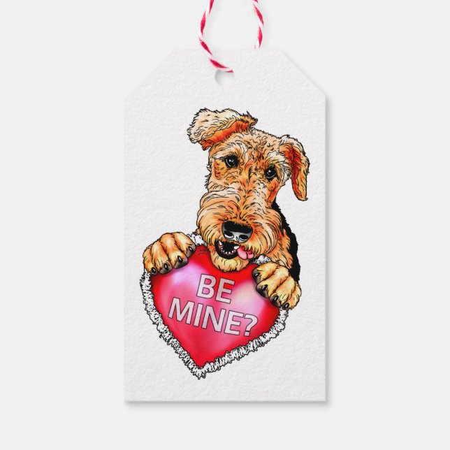 Airedale Terrier Be Mine Gift Tags (Back)