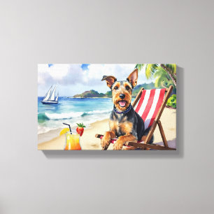 Airedale Terrier Beach Scene Canvas Print