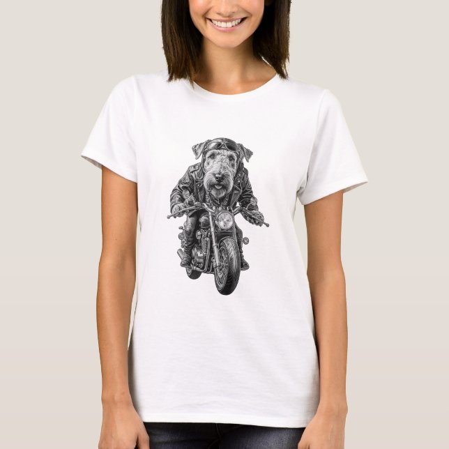 Airedale Terrier Biker T-Shirt (Front)