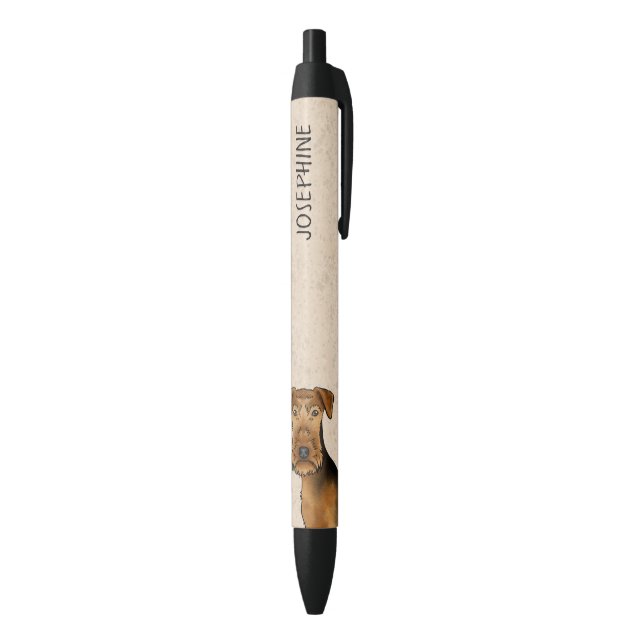 Airedale Terrier Bingley Terrier Dog Head And Text Black Ink Pen (Bottom (Vertical))