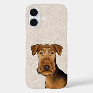 Airedale Terrier Bingley Terrier Dog Head On Beige iPhone 16 Case